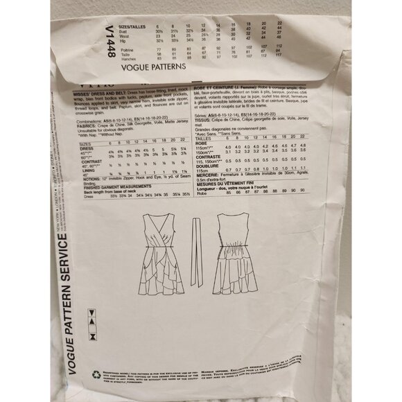 DKNY Dress Sewing Pattern V1448 • Vogue Designer Pattern • Sleeveless Wrap - Picture 2 of 13